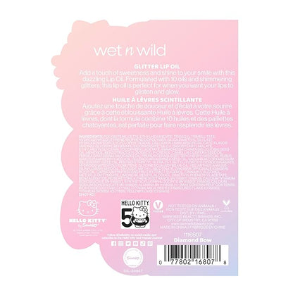 wet n wild Hello Kitty Glitter Lip Oil, New 10 Oil Infused Formula, Warm Apple Pie Lightly Scented, Sparkly Bold Colors, Cruelty-Free & Vegan - Diamond Bow