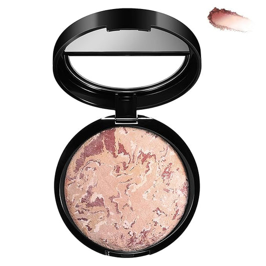 Marble Baked Makeup Setting Powder, Luminous Finish Waterproof Sweatproof Conceal Foundation, 24 H No-Transfer No Smudge Oil-Control Pressed Powder Makeup Base (#04 EDIUM BEIGE, 0.53 OZ)
