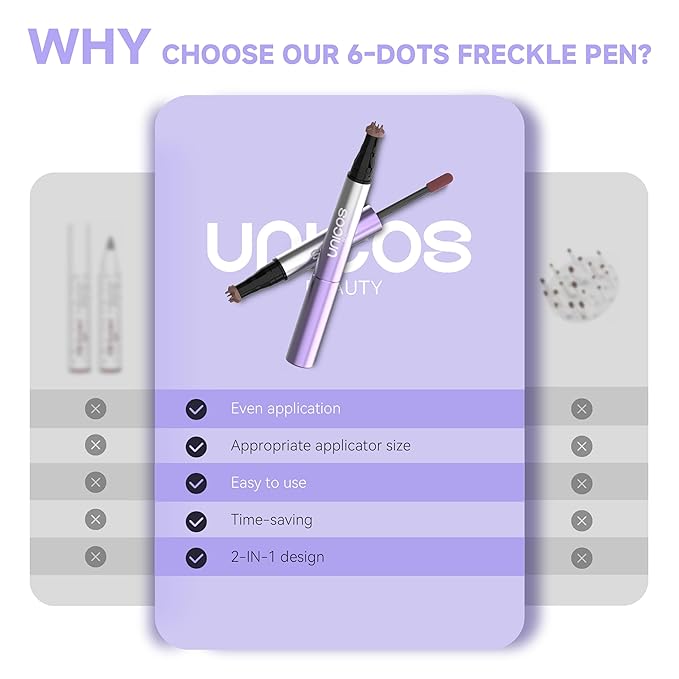Unicos Freckle Stamp, 2-IN-1 Freckle Pen with Blush, Faux Freckle Stamp, Natural Makeup, 5 Sec Quick-drying, Waterproof, Long-Lasting, Easy to Use, Gifts for Her, Sweetie Pie