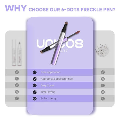 Unicos Freckle Stamp, 2-IN-1 Freckle Pen with Blush, Faux Freckle Stamp, Natural Makeup, 5 Sec Quick-drying, Waterproof, Long-Lasting, Easy to Use, Gifts for Her, Sweetie Pie