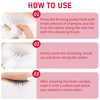 Lash Shampoo Bulk, Eyelash Cleanser for Extensions 1 Liters, Safe Makeup Remover, Non-irritating or Burning Formula Eyelid Foaming Cleanser for Professional Salon and Home Use (Rose-1L)