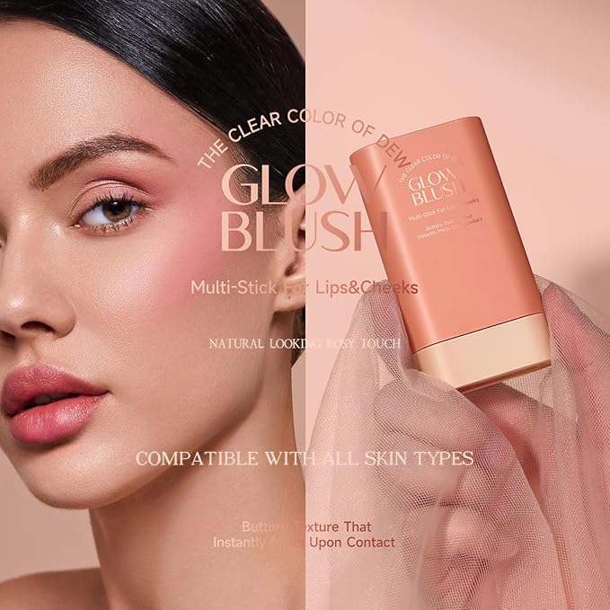 Cream Matte Blush Stick, 03# Red, Waterproof, Suitable for All Skin Tones