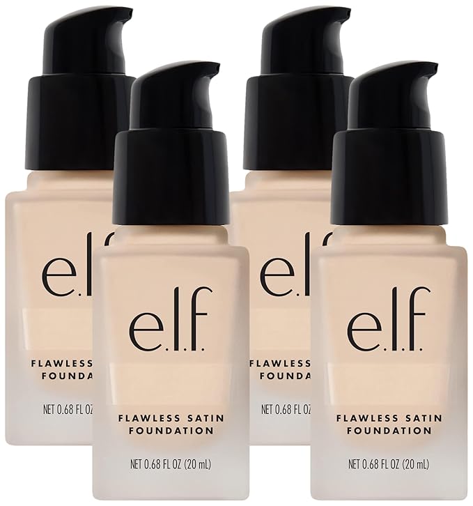 e.l.f. Flawless Finish Foundation, Lightweight & Medium Coverage, Semi-Matte Finish, Pearl, 0.68 Fl Oz (20mL) (Pack of 4)