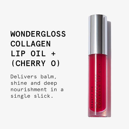 Beauty Pie Wondergloss Collagen Lip Oil + (Cherryo) – Hydrating, Plumping, Non-Sticky Gloss with Collagen AC Micro-Vectors & Cherry Oils