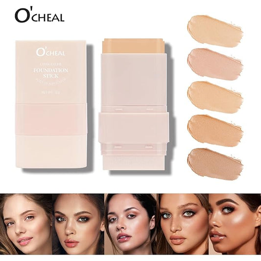 O'CHEAL Face Foundation Contour Stick Blemish Contouring Face Long-wear Lightweight Brighten Stick Concealer Beauty Makeup 02#NATURAL