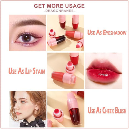 6 Colors Shake Liquid Lipstick Set, Korean Cute Moisturizing Glossy Tinted Lip Gloss, Lip Stain, Multi-Use Lip and Cheek Tint, Non-Stick Cup, Lightweight, Long-Lasting, Vivid Color