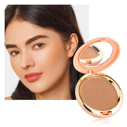 Oulac Matte Bronzer Powder Face Makeup with Mirror - Natural SunKissed Bronzer Look,Highly Pigmented Cream Bronzer, Long Lasting Glow, Easy to Blend, Vegan & Cruelty-Free BS01, 【BS01 Soft Sand】