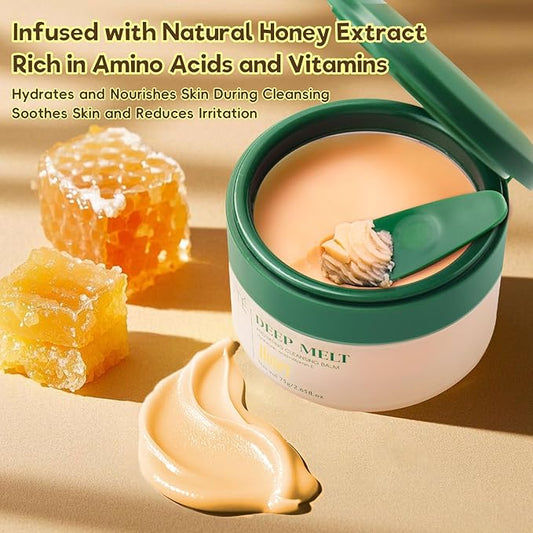 Cleansing Balm, Naturium Makeup Remover Balm for Sensitive Skin, Waterproof Mascara Makeup Remover, Face Eyes Lip Cleanser, Honey Scented, Coconut Oil, Vitamin E & Hyaluronic Acid, 2.65 Oz