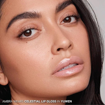 Kevyn Aucoin Celestial Lip Gloss, Yuwen (iridescent soft pink): Light reflecting shine & sheer. Precision makeup artist applicator. Hydrating, non-stick formula. Multi-dimensional 3D plumping effect.