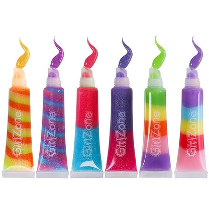 GirlZone Rainbow Fruity Lip Gloss Makeup Set for Kids and Girls, Fabulous Lip Balm Set for Kids with 6 Fruit Scented Lip Gloss, Lovely Gift Idea