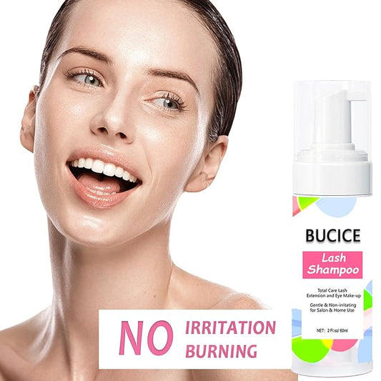 2.02 fl.oz / 60ml Lash Shampoo for Lash Extensions Removing, Eyelid Face Foaming Cleanser and Premium Eyelash Extension Cleansing, Safe Makeup Remover for Professional & Home Use
