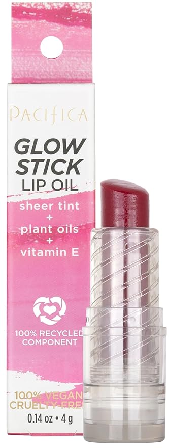 Pacifica Tiniter Lip Balm Oil – Crimson Crush Sheer Red Tint Hydrating Lip Balm Oil with Vitamin E, Moisturizing Glossy Shine, Vegan & Cruelty-Free