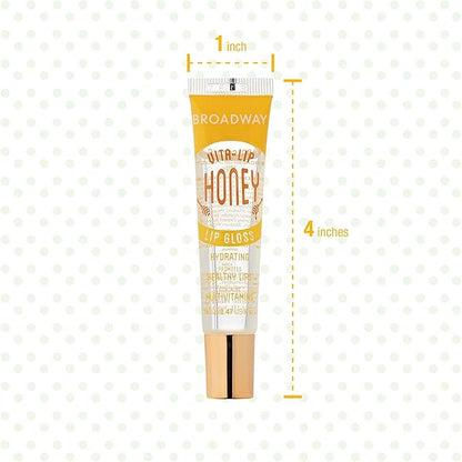 Ruby Kisses Broadway Vita-Lip Clear Lip Gloss (Honey 6 Pack), Ultra-Hydrating & Soothing Formula with Multi-Vitamin Oils, High-Shine Non-Sticky Finish, Nourishing Glossy Lip Balm for Healthy Lips