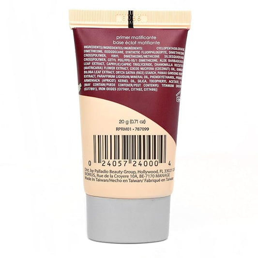 Palladio Rice Primer, Formulated with Natural Rice, Controls Oil on Your Skin and Locks in Makeup, Lightweight with a Smooth Matte Finish, Reduces Facial Shine, for All Skin Types, Beige, 0.71 Fl Oz
