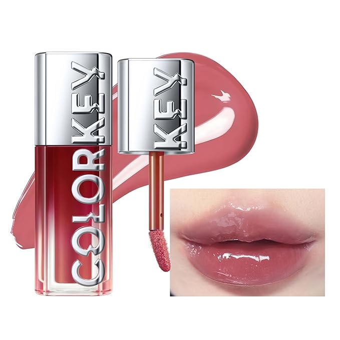 COLORKEY 3D Plump Oil Lip Gloss, High-shine Finish, Lip Tint, Moisturizing, Non-Sticky, Clear and Natural, Glassy Shine(G03 Sparkle Pink, 3ml)