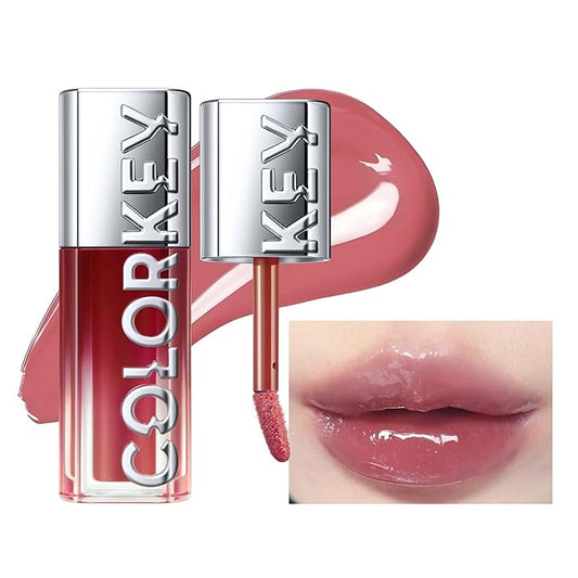 COLORKEY 3D Plump Oil Lip Gloss, High-shine Finish, Lip Tint, Moisturizing, Non-Sticky, Clear and Natural, Glassy Shine(G03 Sparkle Pink, 3ml)