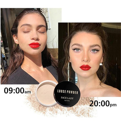 2 Colors Oil Control Loose Powder Setting Make Up Kit Waterproof Poreless Long Lasting Soft-Matte Face Powder Makeup Set, 2pcs*0.32Oz