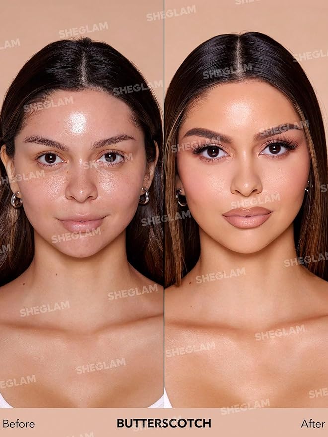 SHEGLAM Skinfinite Hydrating Foundation Flawless Dewy Foundation Hydrating Coverage Invisible Pore Concealer Pore-less Non-Greasy Lightweight Natural Soft Liquid Foundation-Butterscotch