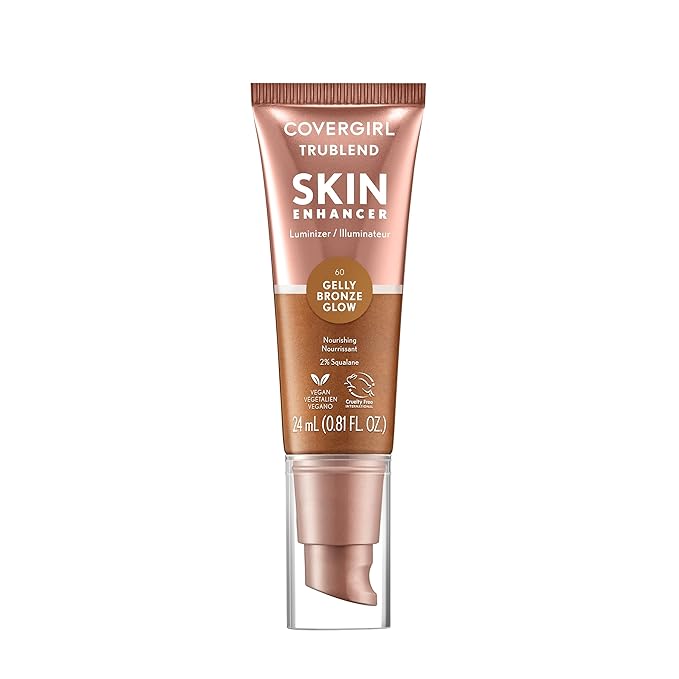 CoverGirl TruBlend Skin Enhancer, Bronze Glow, Luminizer, Healthy-Looking Glow, Flexible Coverage, Clean & Vegan, Water-Based Formula, For All Skin Tones, 0.81oz
