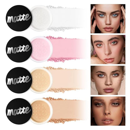 Face Loose Setting Powder, Translucent Long-lasting Waterproof Concealer Powder Light Breathable Oil-controlling, Smooth Matte Finish for Daily Face Makeup (02# Pink, 0.21 oz)