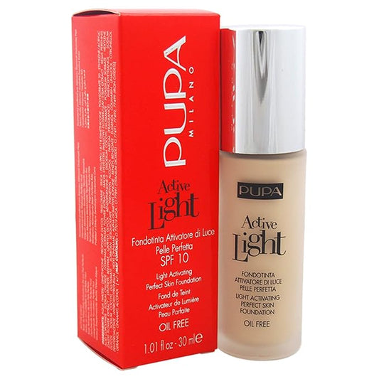 Pupa Milano Active Light Activating Perfect Skin SPF 10 Foundation, No. 002/Ivory, 1 Ounce