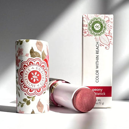 Honeybee Gardens Color Within Reach MultiStick, Peony, Soft Neutral Pink, Multipurpose Makeup, Natural Glow, Easy Application, Vegan, Cruelty-Free, Net Wt. 0.2 oz