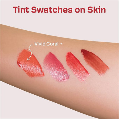 MIXIK Juicy Lip Tint, Hydrating Water-Based Lip Stain and Gloss that feels light and fresh for Dewy and Radiant lips, Formulated with Blue Agave Extract for long lasting Moisturizing (Vivid Coral)