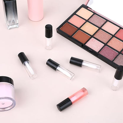 24 PCS Empty Lip Gloss Tubes, 1.2ml Clear Lip Gloss Tubes with Wand, Plastic Refillable Lip Balm Gloss Containers Clear Cosmetic Containers Bottles for DIY Makeup Lipgloss Making Kit(Black Cap)
