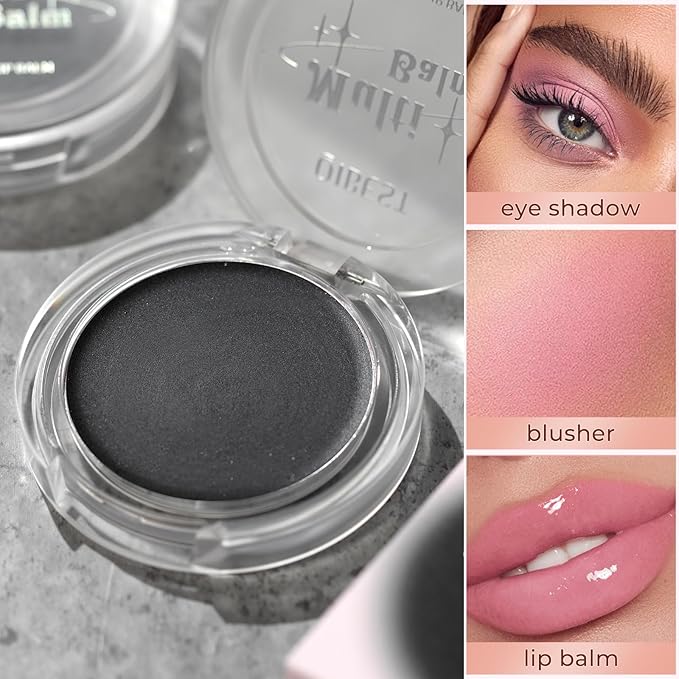 Multi-Use Cosmetics Black Color Changing Black to Pink Blush - Lip and Cheek Balm Tint, Hydrating, Long-lasting, Natural Glow, Multi-Use for All Skin Tones, Beeswax and Mineral Oil Infused