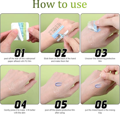 100 Pieces Makeup Hand Palette Single Use Makeup Mixing Palette Disposable Waterproof Professional Makeup Artist Must Haves Adhesive Tape Transparent Cosmetic Tray for Women Girl Make up