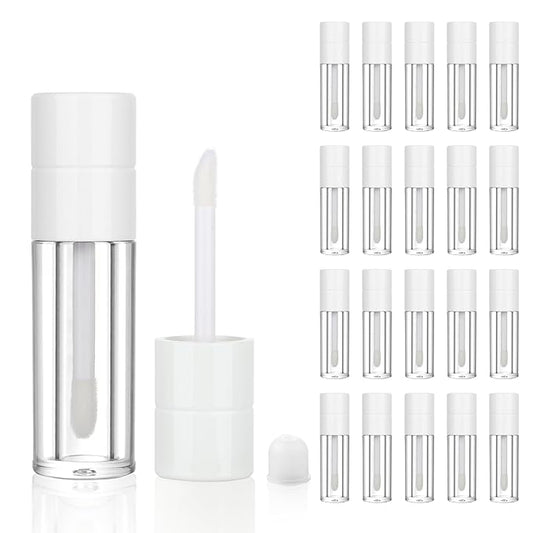 COSIDEA 20pcs Round 4ml 0.13oz White Empty lip gloss tubes with wand Lipgloss tube containers for lip oil packing