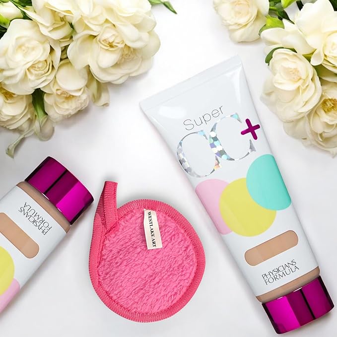 Super CC Cream, Bundle with Makeup Cleansing Cloth, Full Coverage Foundation, Anti Aging Hydrating Serum, For Uneven Skin Tone, Dark Circles & More, Foundation Makeup (Pack of 2)