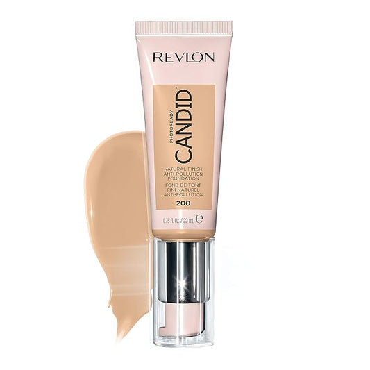 Revlon PhotoReady Candid Natural Finish Foundation, with Anti-Pollution, Antioxidant, Anti-Blue Light Ingredients, 200 Nude, 0.75 fl. oz.
