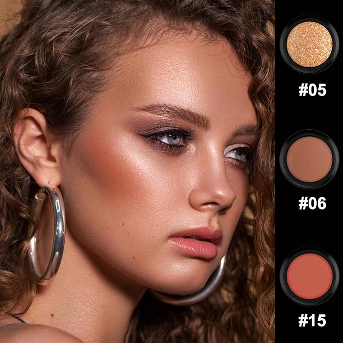 PHOERA CC Cream Foundation With SPF,PHOERA Full Coverage Foundation Color Correcting Cream,3 Pcs Cream Contour Stick Makeup Kit, Shades with Highlighter Stick, Blush Stick and Bronzer Contour Stick