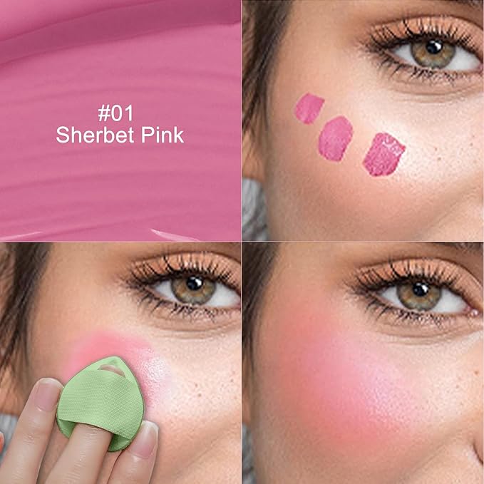 Erinde Liquid Blush for Cheeks, Soft Cream Blush Makeup, Natural-Looking Matte Finish, Lightweight, Long-Wearing, Vegan & Cruelty-Free, 01