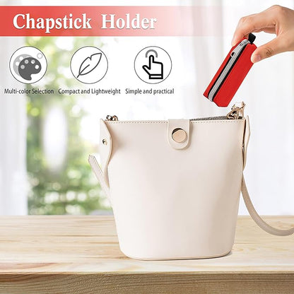 Chapstick Holder, 3 Pcs Lip Balm Sleeve Pouch Portable Lipstick Holder Bag Clip-on Makeup Travel Accessories Great Stuffers Gift for Women
