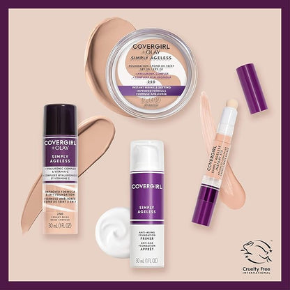CoverGirl & Olay Simply Ageless 3-in-1 Liquid Foundation, Matte Finish, Hyaluronic & Vitamin C Formula, Cruelty Free, Soft Sable, 1 Count (Pack of 3)