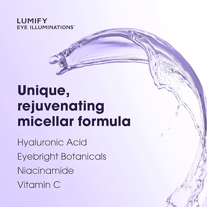 LUMIFY Eye Illuminations Cleansing Water & Eye Makeup Remover, 3-in-1 Micellar Water Contains Hyaluronic Acid, Vitamin C & Niacinamide, Clinically Proven & Hypoallergenic, 160mL