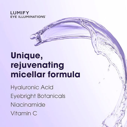 LUMIFY Eye Illuminations Cleansing Water & Eye Makeup Remover, 3-in-1 Micellar Water Contains Hyaluronic Acid, Vitamin C & Niacinamide, Clinically Proven & Hypoallergenic, 160mL