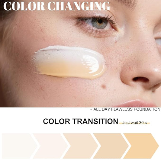 Color Changing Foundation,2 Pack Travel Size, Medium Coverage, Improves Uneven Skin Tone, Lightweight & Lasting,Make up for Flawless Liquid Foundation,Nature Finish for Bright Skin 0.42 oz