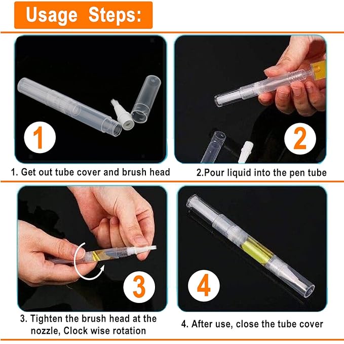 40 Pack 3 ML Transparent Twist Pens, Empty Cuticle Nail Oil Pen with Brush Tip, Cosmetic Lip Gloss Containers Applicators Eyelash Growth Liquid Tube with 2 Stickers