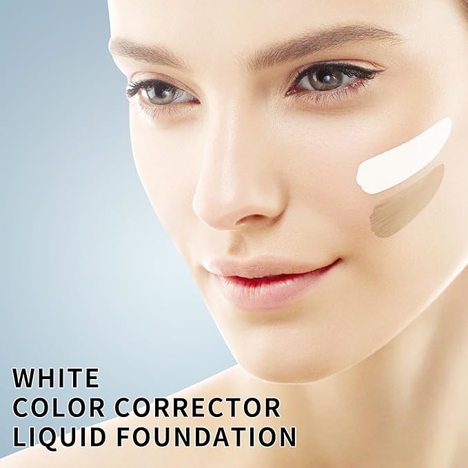 50 ML Goth White Foundation Makeup,Face Body Paint Full Coverage Liquid Color Changing Pale White Foundation,Concealer Color Corrector Halloween Cosplay Sfx Makeup for Clown