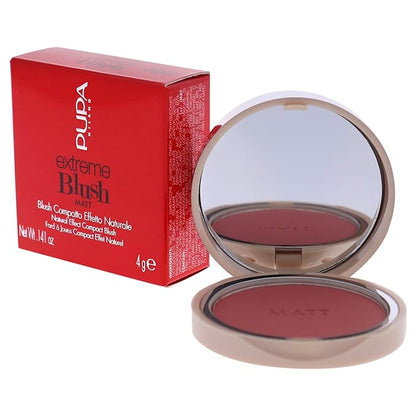 PUPA Milano Extreme Blush Matt - Lightweight - Pure Matte Color - Fresh And Natural Effect - Ultra Soft Texture Merges Perfectly With Skin - Suitable For All Skin Types - 003 Wild Rose - 0.141 Oz