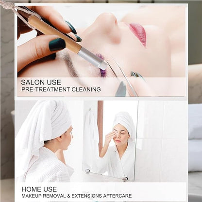 Natural Lash Shampoo + Brush for Eyelash Growth & Care | Biotin & Keratin Infused Eyelash Cleanser | Vegan, Gentle Formula for Long Lashes & Extensions | Safe for Sensitive Eyes (6.76oz)