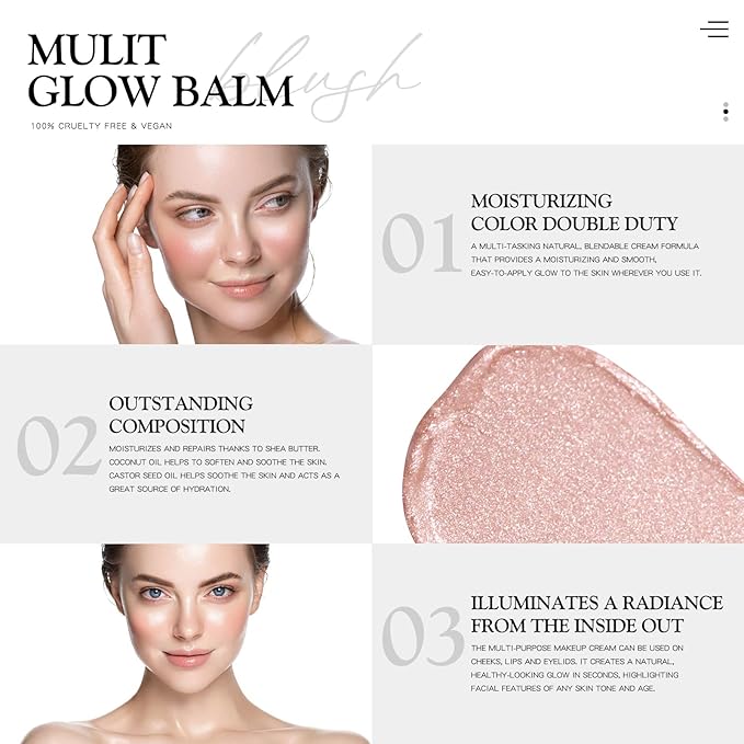 Cream Blush for Cheeks, Face Makeup, Hydrating, Lightweight, Blendable Color Vegan & Cica Tiger Grass Color Correcting Treatment Reduces Redness, Long-Wearing Coverage