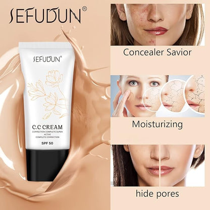CC Cream 2 Pack, Self Adjusting for Mature Skin, Super Active Foundation With SPF 50 for Face and Body Color Correcting