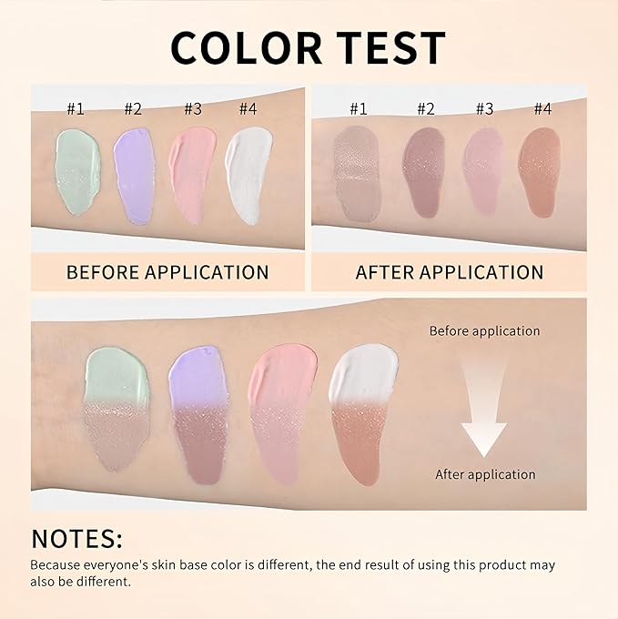 MAEPEOR Color Changing Foundation 4 Colors Lightweight Non-Greasy Hydrating Color Correcting CC Cream with Centella, Skin Corrector Foundation for Dull Skin Tone (01 Green)