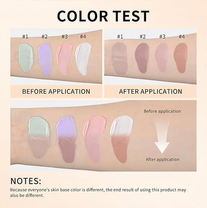 MAEPEOR Color Changing Foundation 4 Colors Lightweight Non-Greasy Hydrating Color Correcting CC Cream with Centella, Skin Corrector Foundation for Dull Skin Tone (02 Purple)