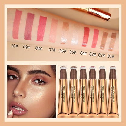 Contour Beauty Wand, Liquid Face Concealer Contouring/Highlighter/Blusher Stick with Cushion Applicator, Long Lasting Natural Matte Finish, Lightweight Blendable Silky Cream Contour Stick