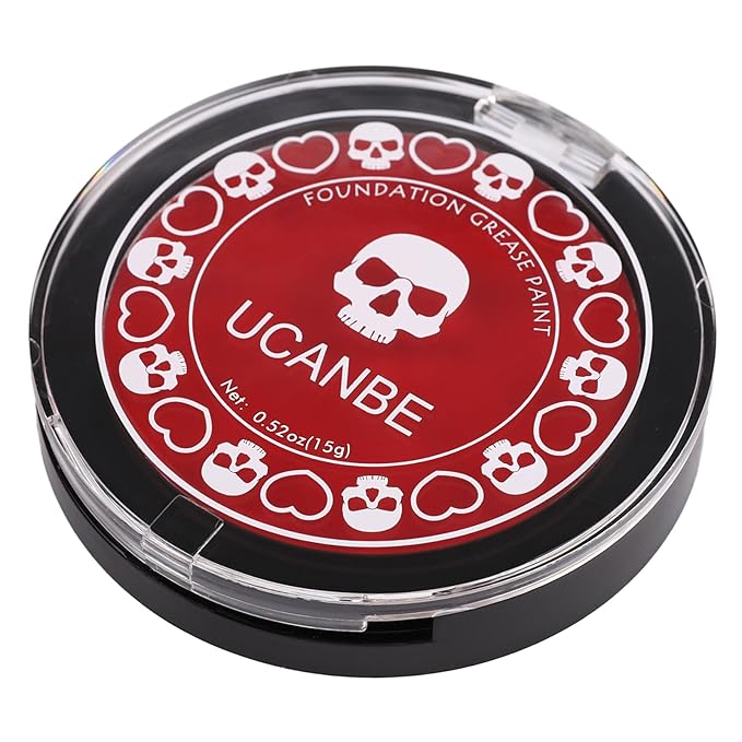 UCANBE Red Face & Body Paint Makeup Foundation, Professional Non-Toxic Cream Greasepaint, Oil-Based Face Painting Kit for Kids & Adults Party, Halloween SFX Devil Clown Vampire Costume Cosplay Makeup